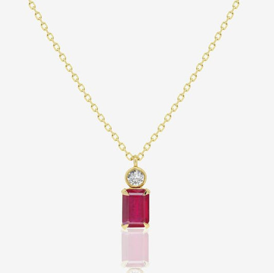 Gemma Necklace in Diamond and Ruby - 18k Gold - Lynor