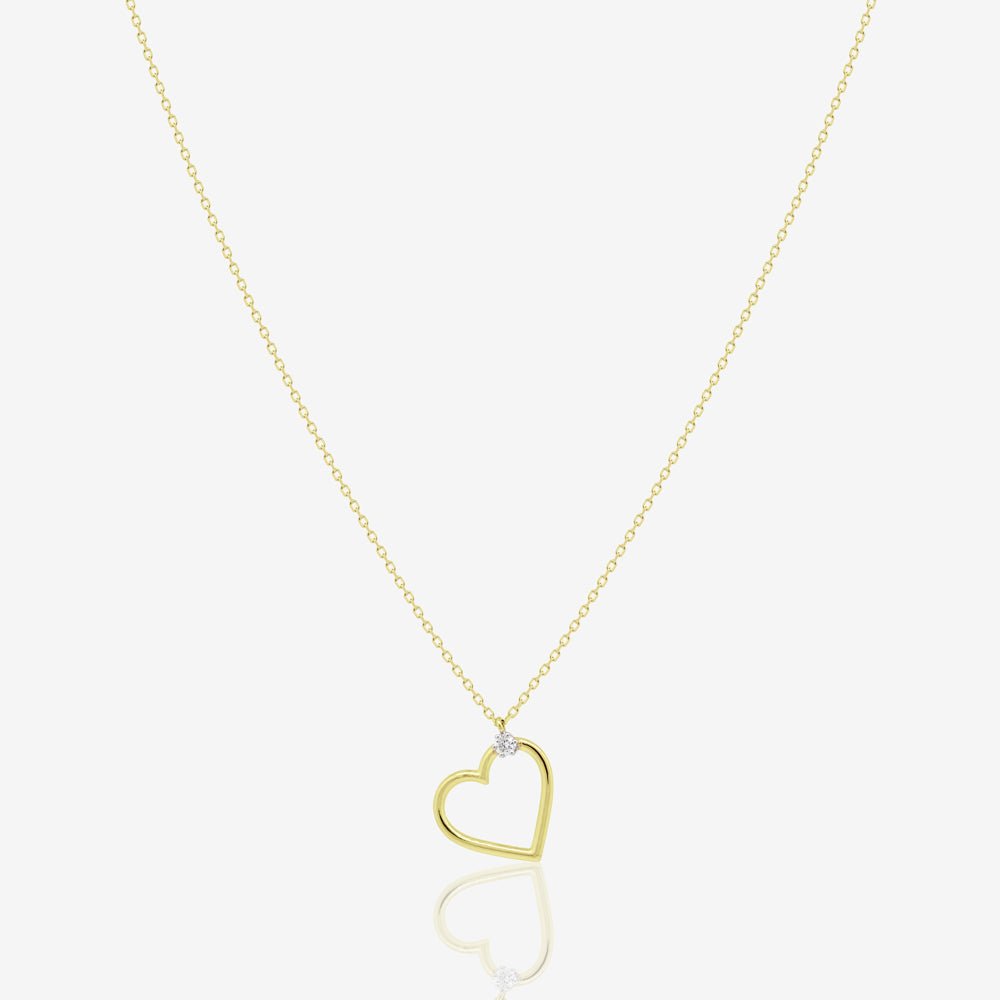 Heart Necklace in Diamond - 18k Gold - Ly