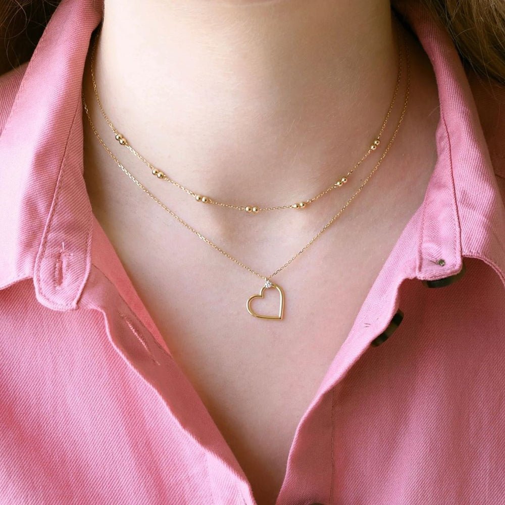 Heart Necklace in Diamond - 18k Gold - Ly