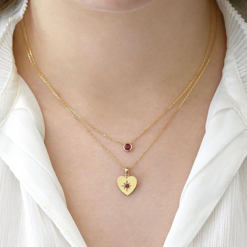 Heart Necklace in Ruby - 18k Gold - Ly