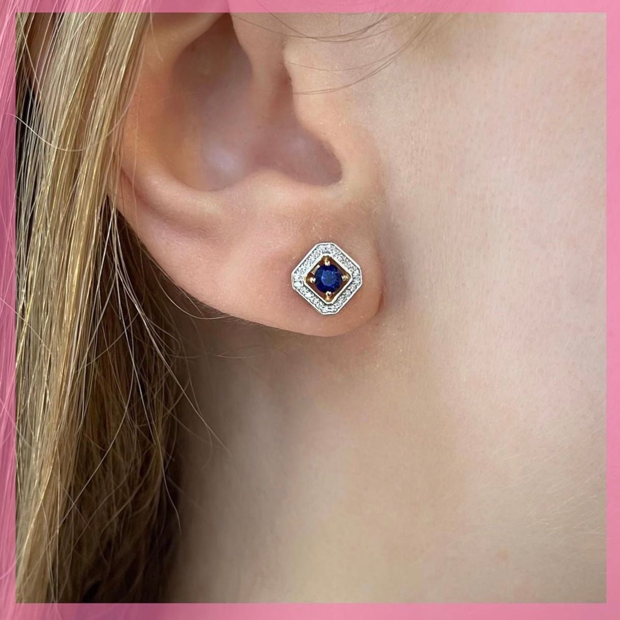 Helen Earrings in Diamond and Sapphire - 18k Gold - Lynor