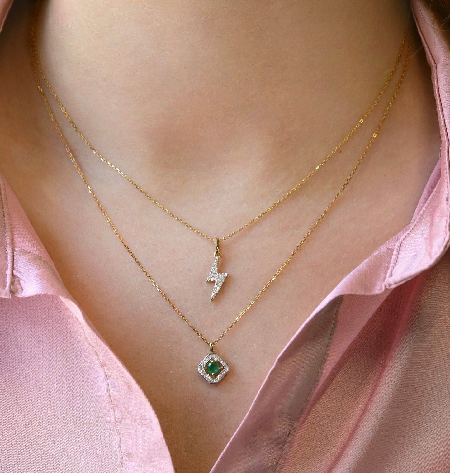 Helen Necklace in Diamond and Emerald (Copy) - 18k Gold - Lynor