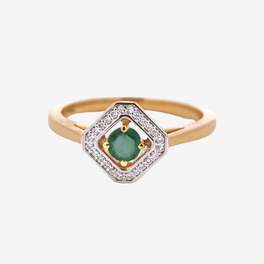 Helen Ring in Diamond and Emerald - 18k Gold - Lynor