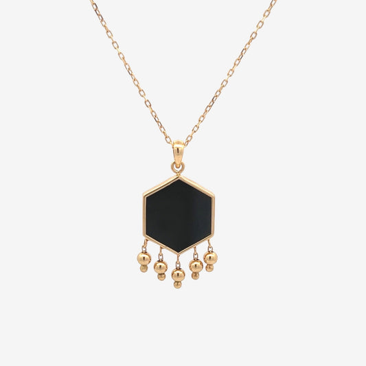 Hexa Beads Necklace in Black Onyx - 18k Gold - Lynor