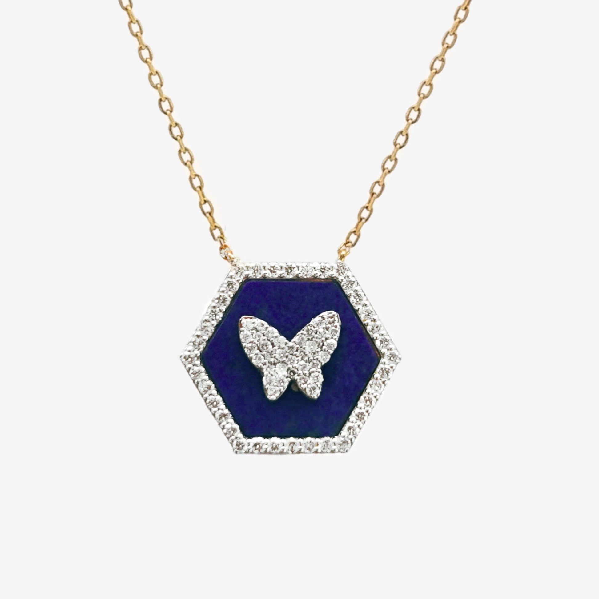 Hexa Butterfly Necklace in Diamond - 18k Gold - Lynor