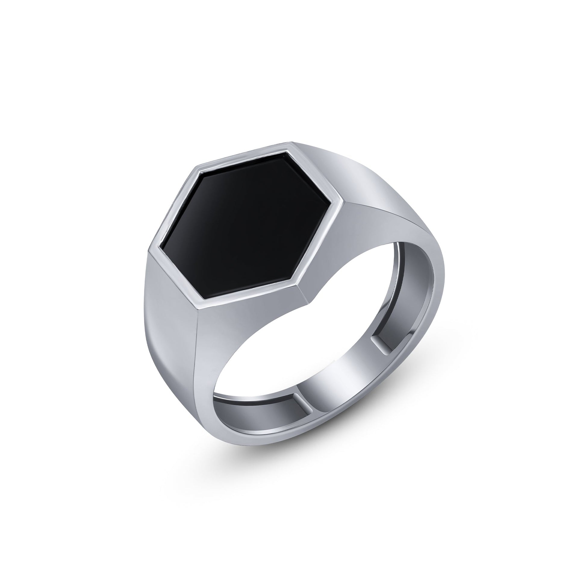 Hexa Signet Ring - Platinum - For Him - 18k Gold - Lynor