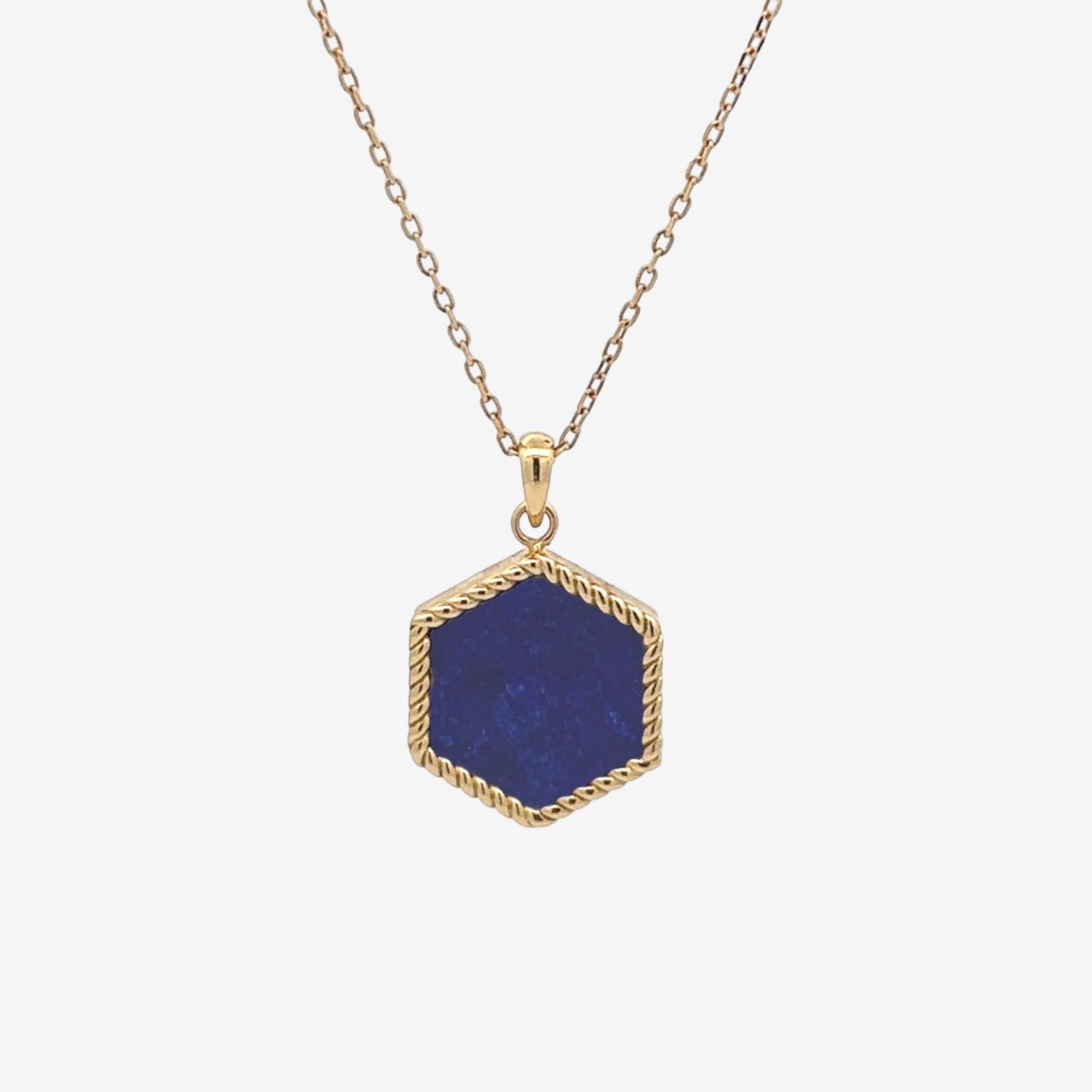 Hexa Twist Necklace in Lapis Lazuli - 18k Gold - Lynor