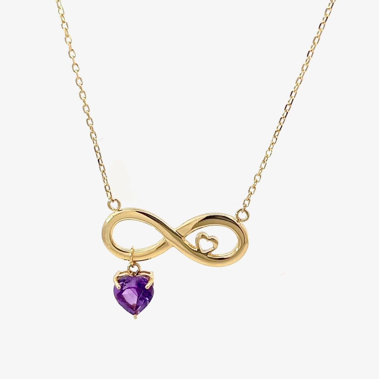 Infinity Heart Necklace in Amethyst - 18k Gold - Ly