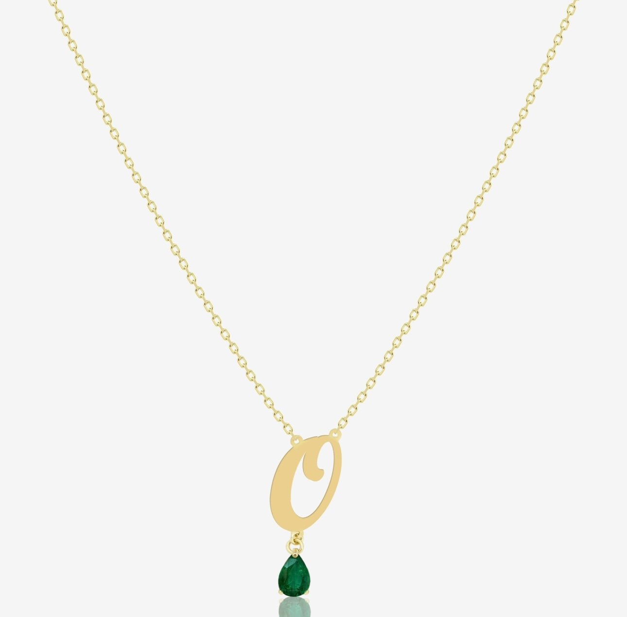 Initial Necklace in Emerald - 18k Gold - Ly