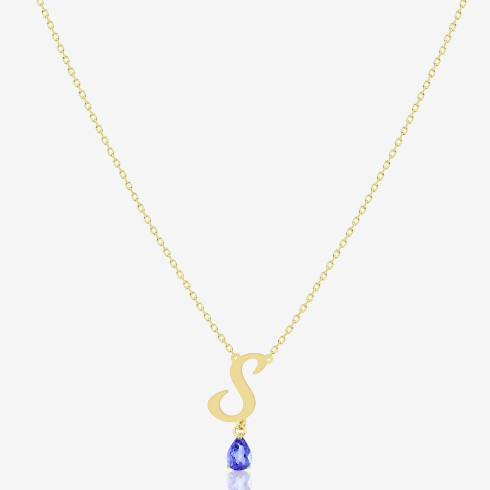 Initial Necklace in Tanzanite - 18k Gold - Lynor