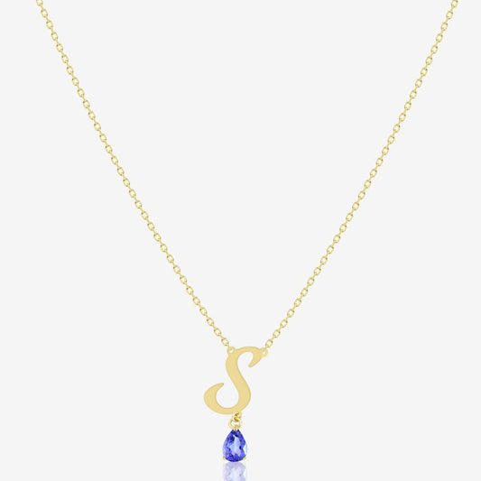 Initial Necklace in Tanzanite - 18k Gold - Lynor
