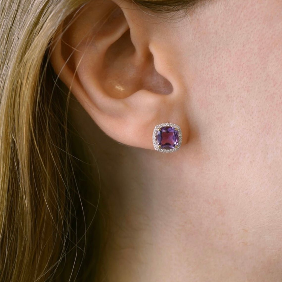 Iris Earrings in Diamond and Amethyst - 18k Gold - Ly