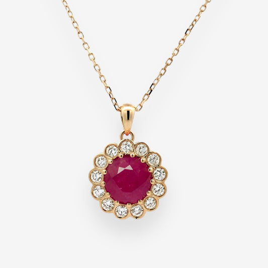 Jouri Necklace in Diamond and Ruby - 18k Gold - Lynor