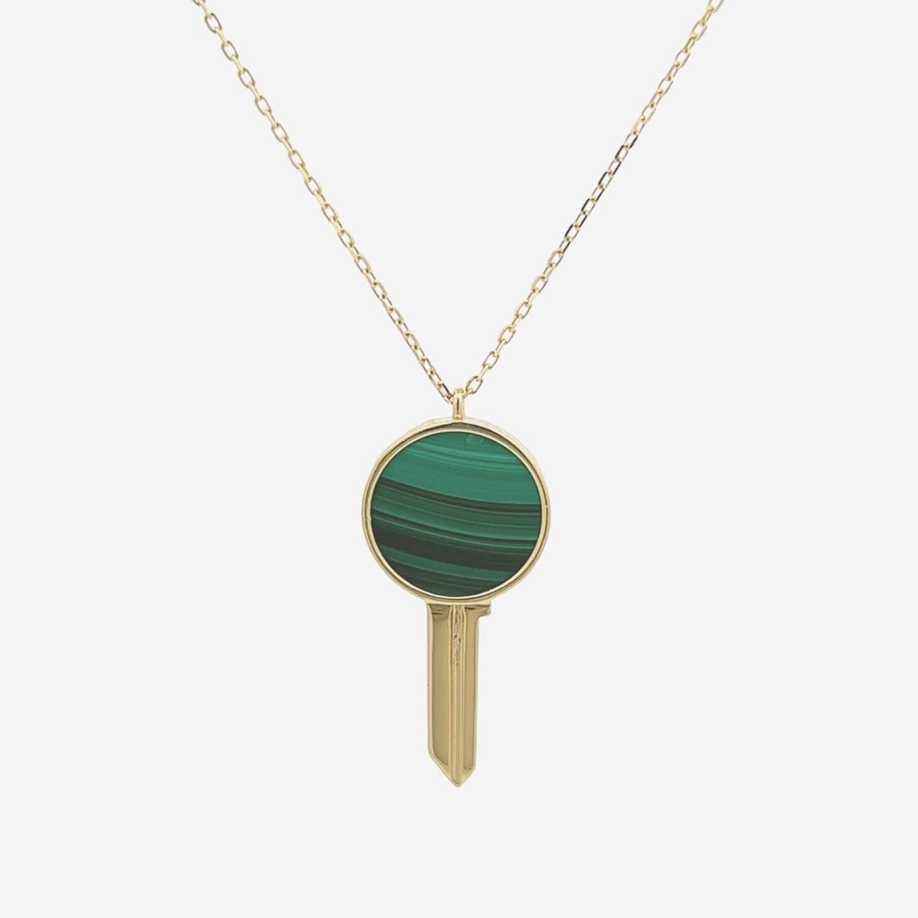 Key Necklace in Green Malachite - 18k Gold - Ly