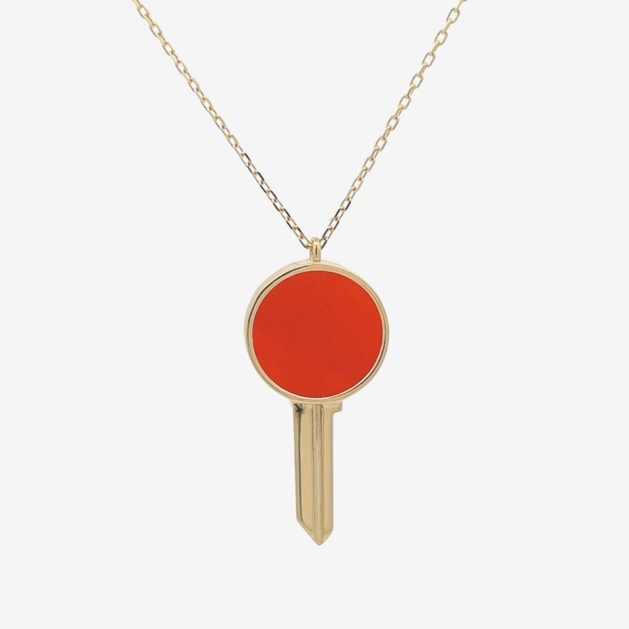 Key Necklace in Red Carnelian - 18k Gold - Ly