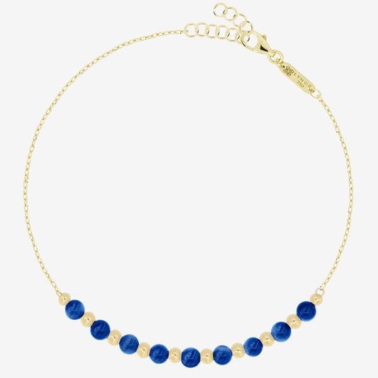 Lapiz Lazuli Beaded Bracelet - 18k Gold - Ly