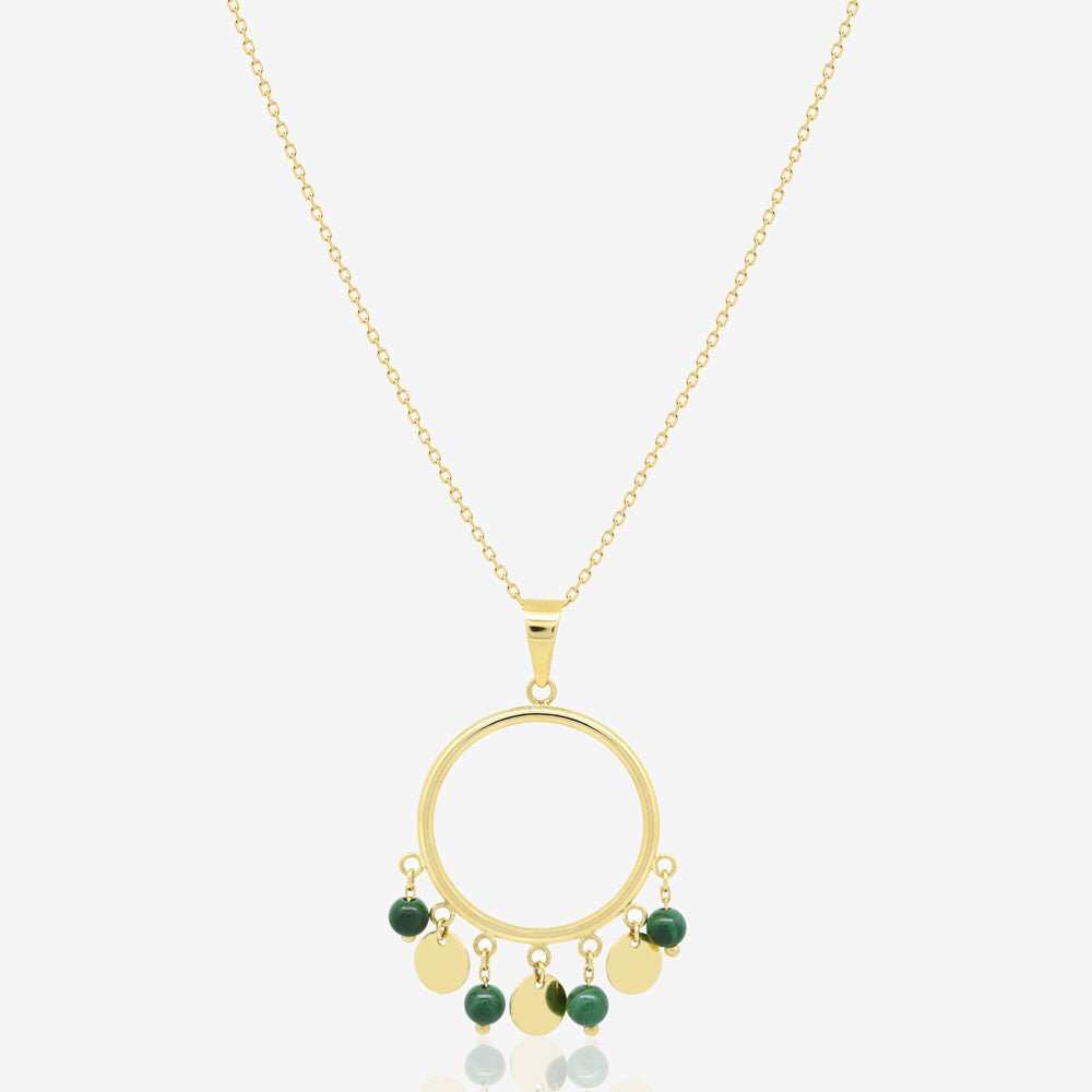 Large Azure Necklace in Green Malachite - 18k Gold - Ly