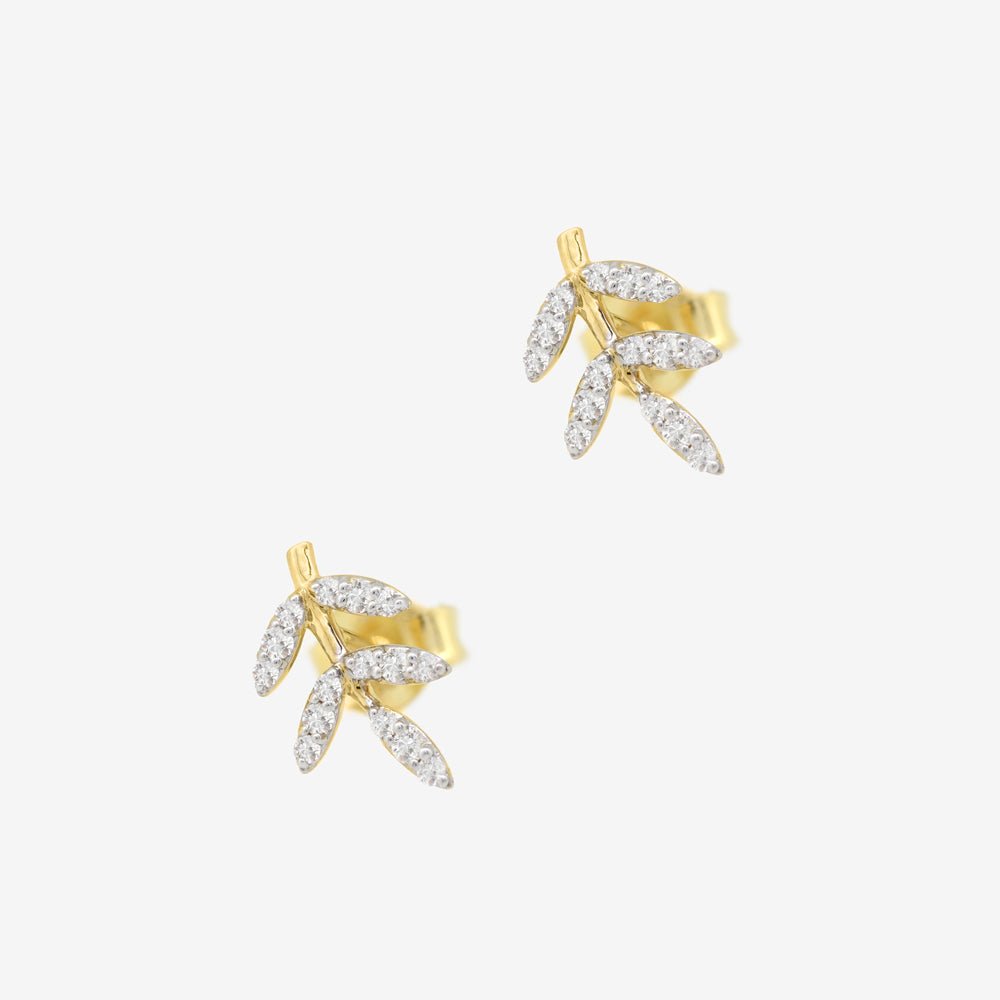 Leaf Earrings in Diamond - 18k Gold - Ly