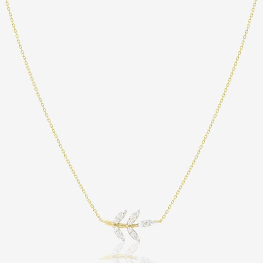 Leaf Necklace in Diamond - 18k Gold - Ly