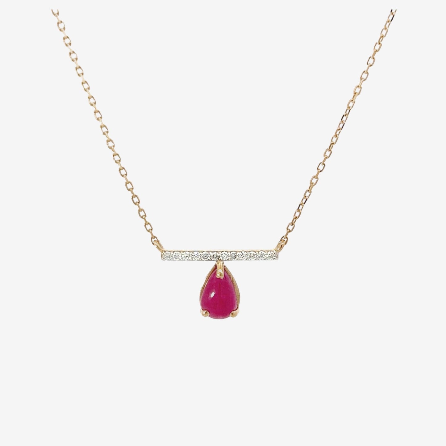 Lia Necklace in Diamond and Ruby - 18k Gold - Lynor