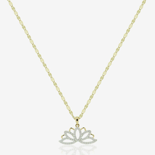 Lotus Necklace in Diamond - 18k Gold - Ly