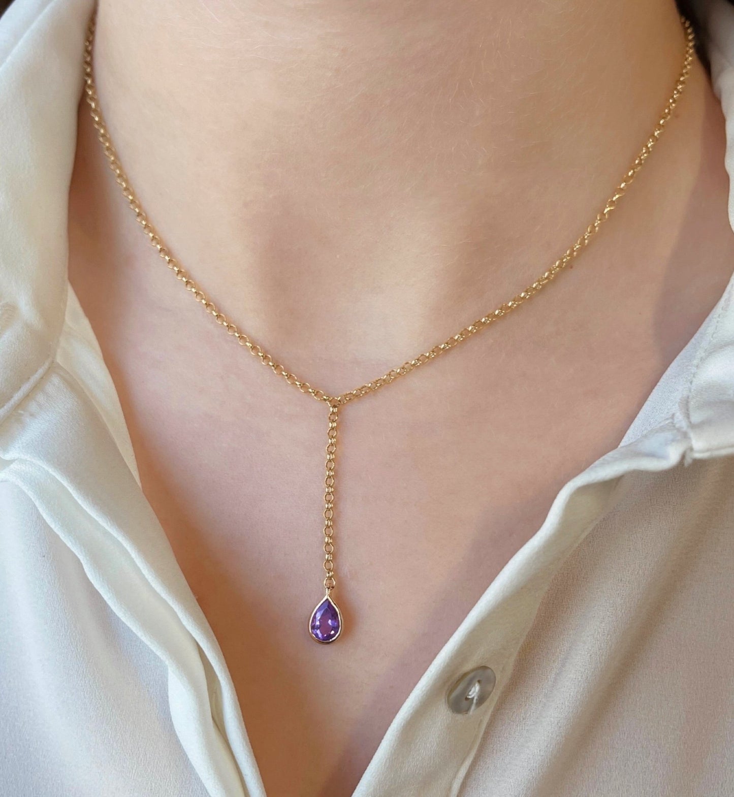 Louise Necklace in Amethyst - 18k Gold - Lynor