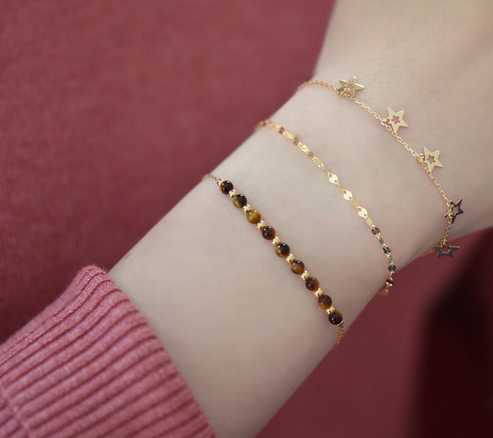 Malachite Beaded Bracelet - 18k Gold - Ly