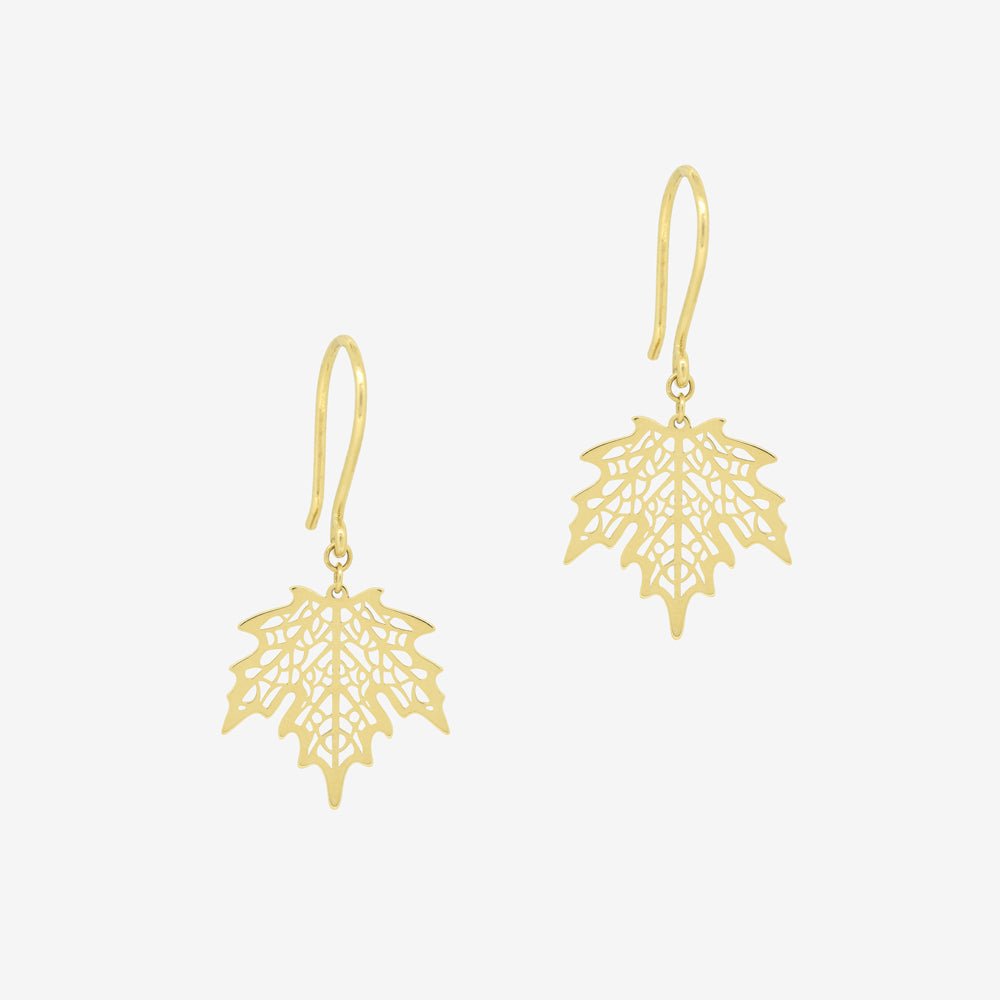 Maple Leaf Earrings - 18k Gold - Ly