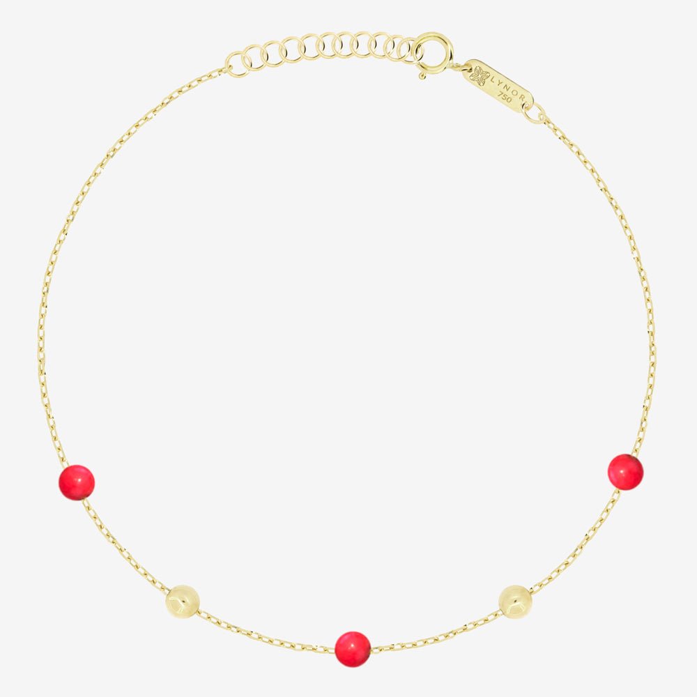 Margo Bracelet in Red Coral - 18k Gold - Ly