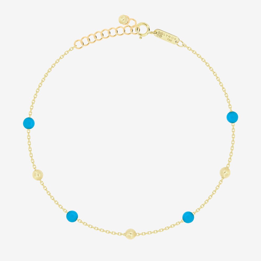 Margo Bracelet in Turquoise Beads - 18k Gold - Ly