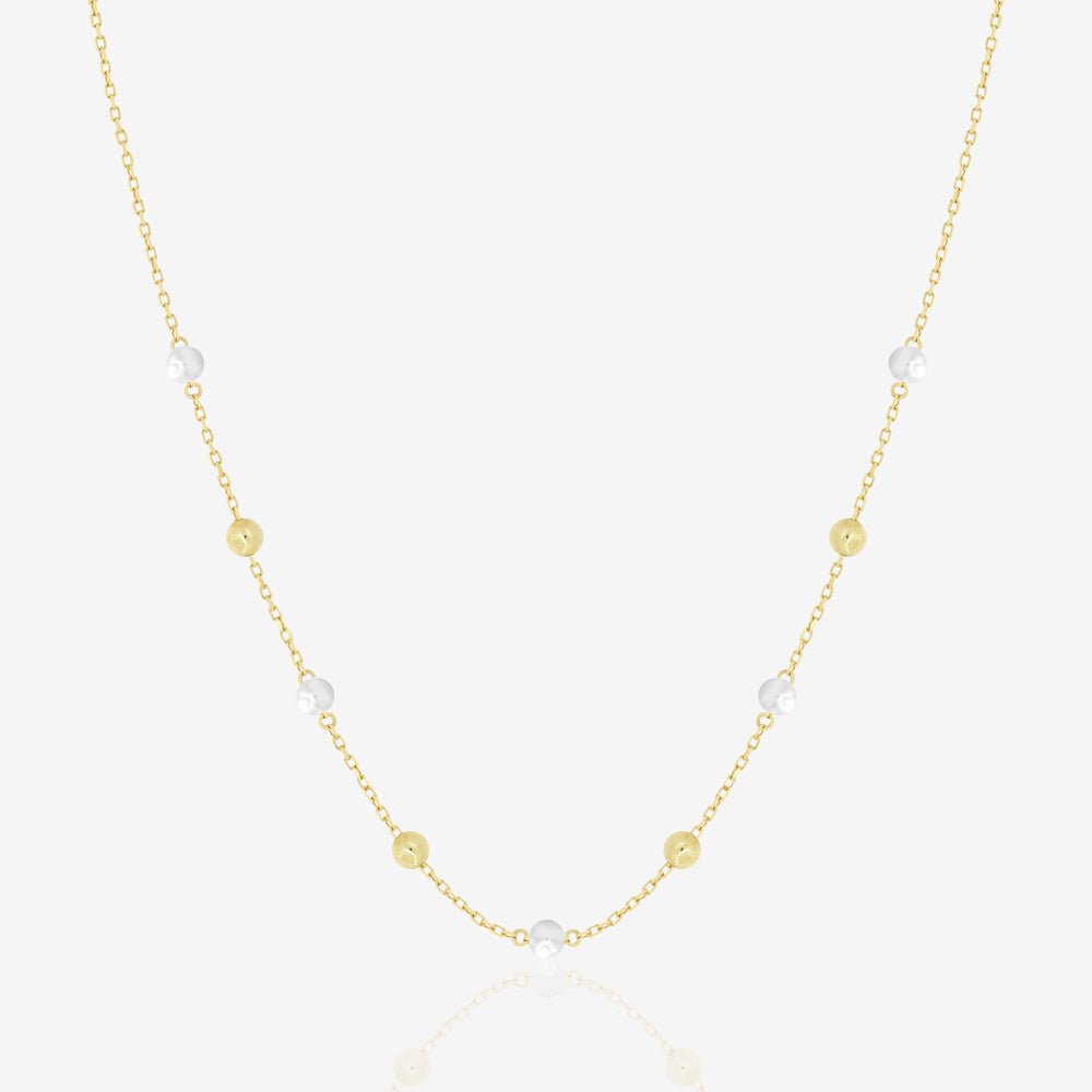 Margo Pearl and Gold Beads Necklace - 18k Gold - Ly