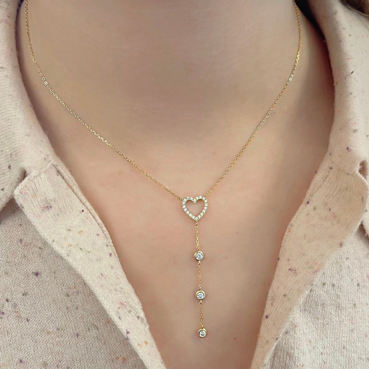 Mariel Lariat Necklace in Diamond - 18k Gold - Ly