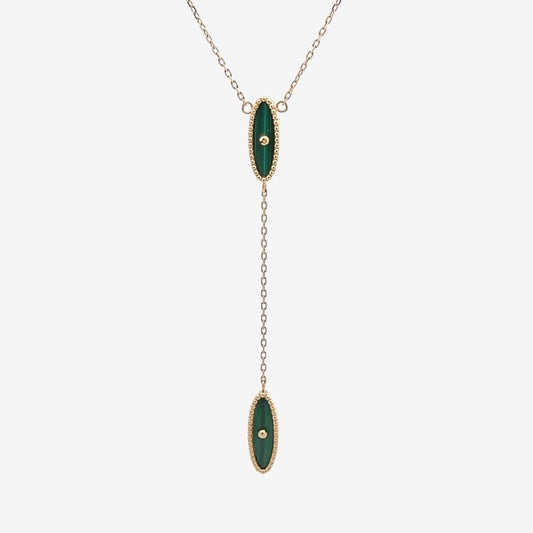 Marquise Malachite Necklace - 18k Gold - Lynor