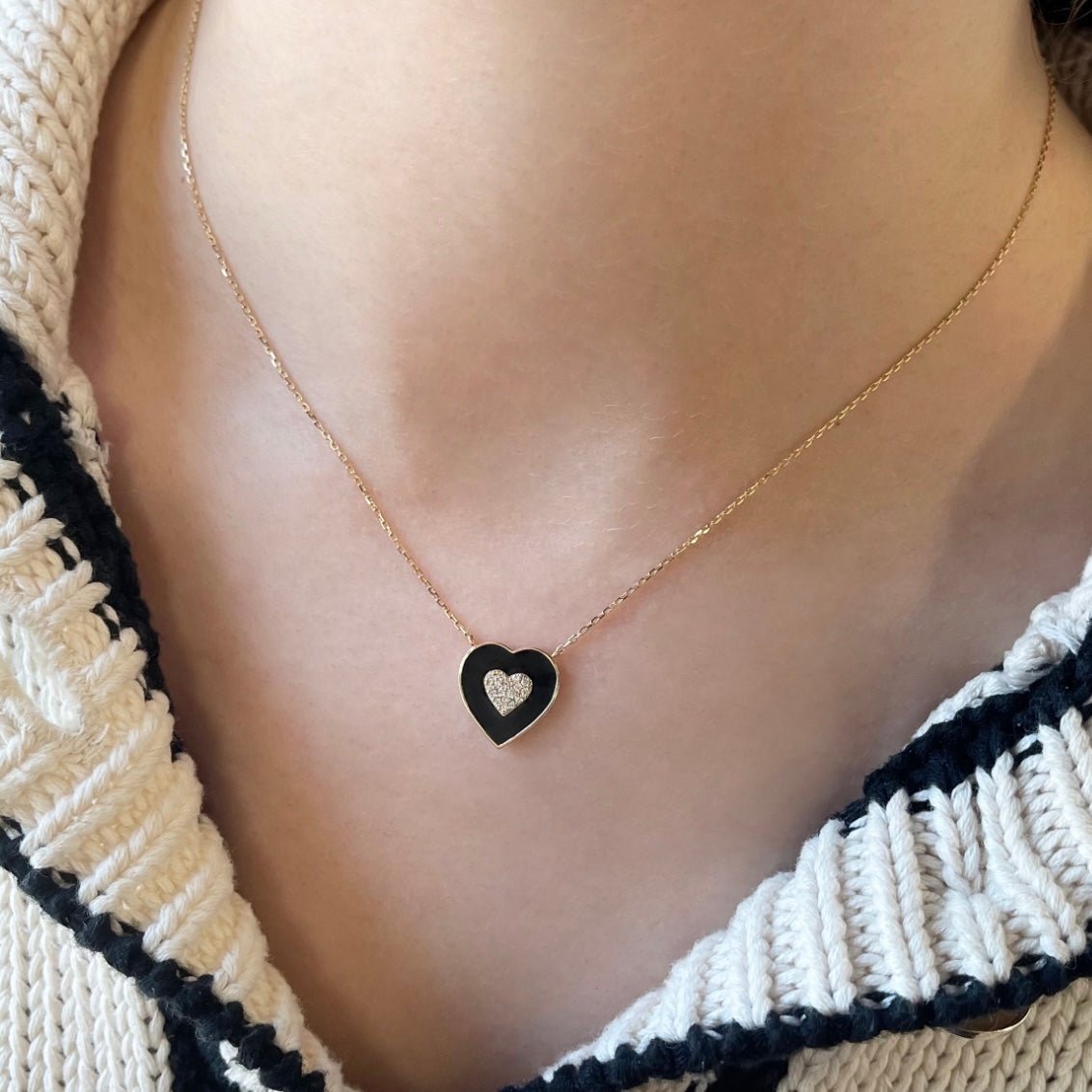 Mina Heart Necklace in Diamond - 18k Gold - Ly
