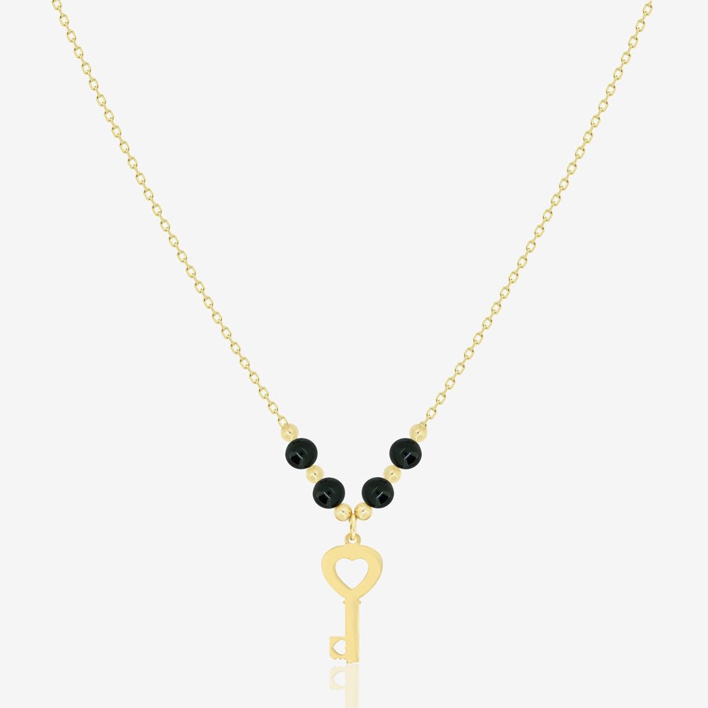 Mini Key Necklace in Black Onyx - 18k Gold - Ly