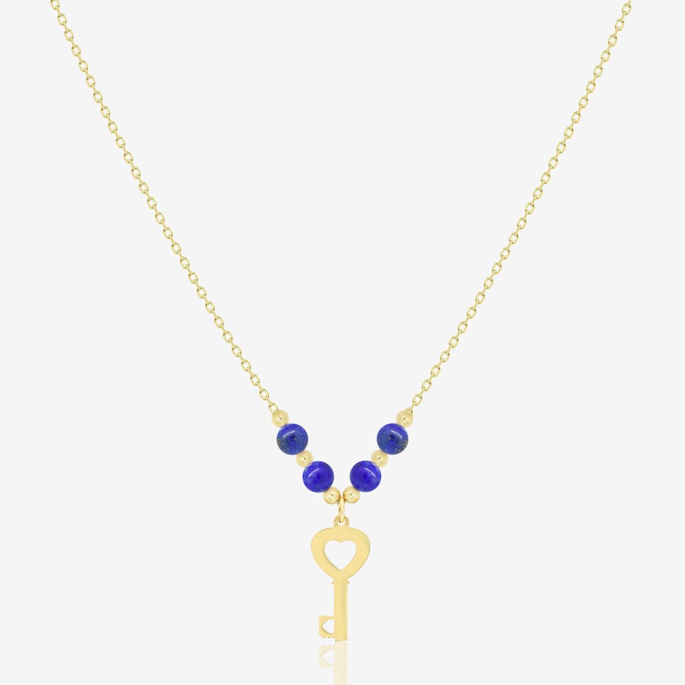 Mini Key Necklace in Lapis Lazuli - 18k Gold - Ly
