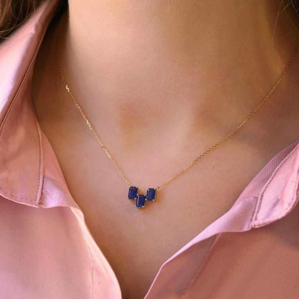 Montana Necklace in Sapphire - 18k Gold - Ly