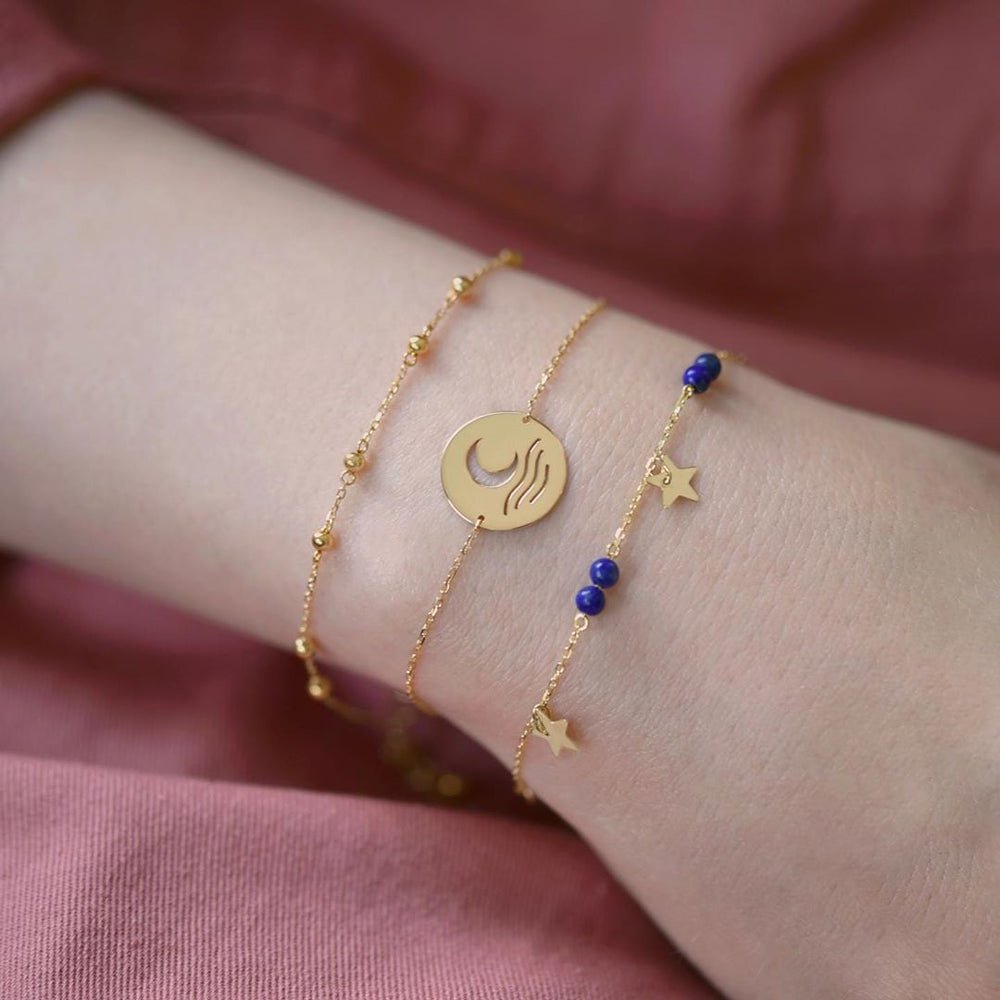 Moon and Sea Coin Bracelet - 18k Gold - Ly