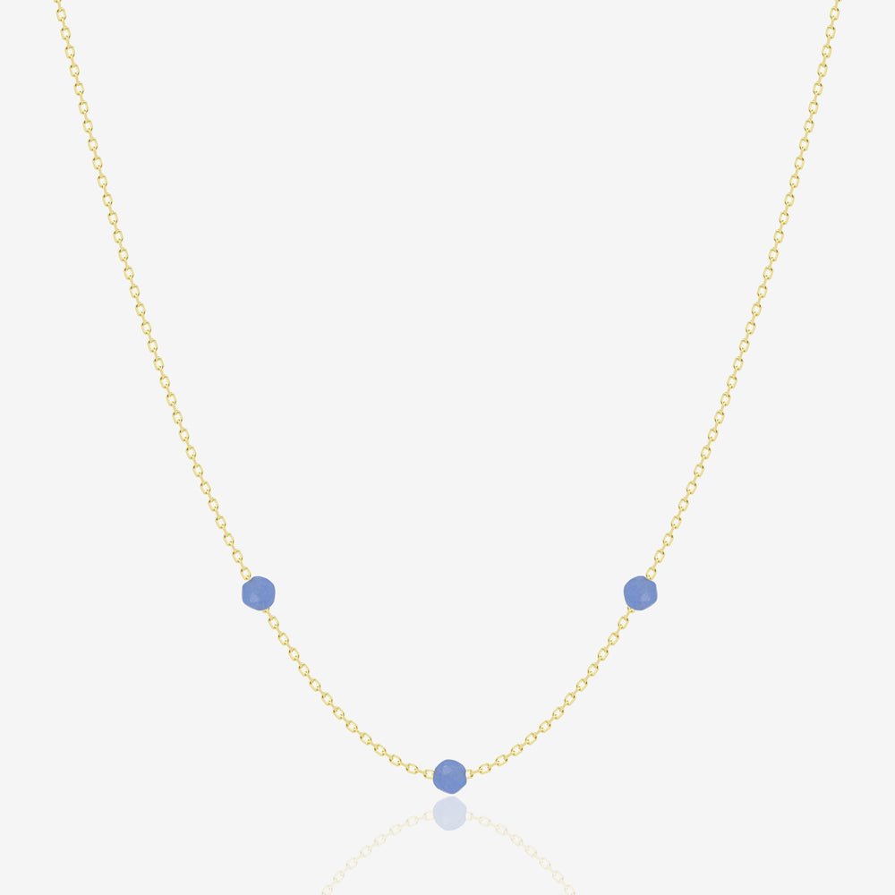 Necklace in Blue Agate - 18k Gold - Ly