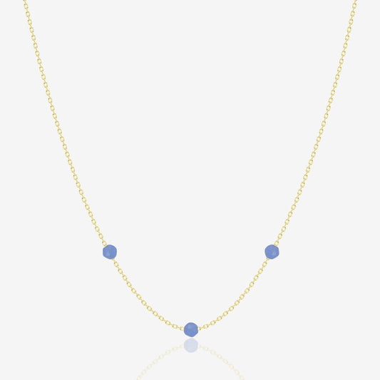 Necklace in Blue Agate - 18k Gold - Ly