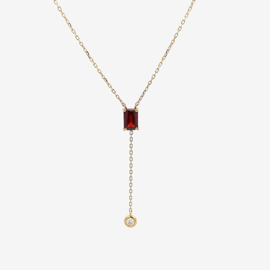 Novena Necklace in Diamond and Garnet - 18k Gold - Ly