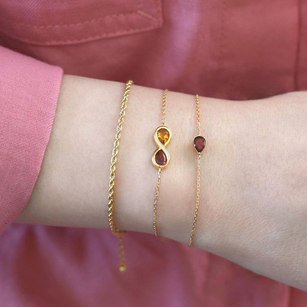 Pear Bracelet in Garnet - 18k Gold - Ly