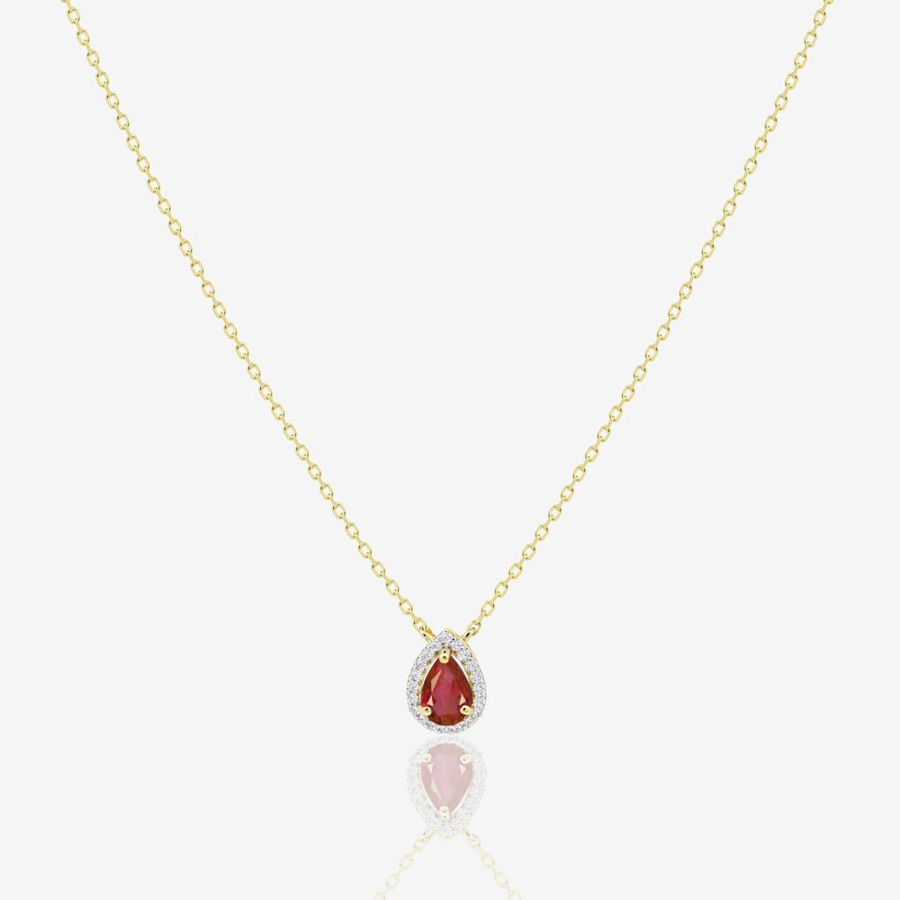 Pear Necklace in Ruby and Diamond - 18k Gold - Ly