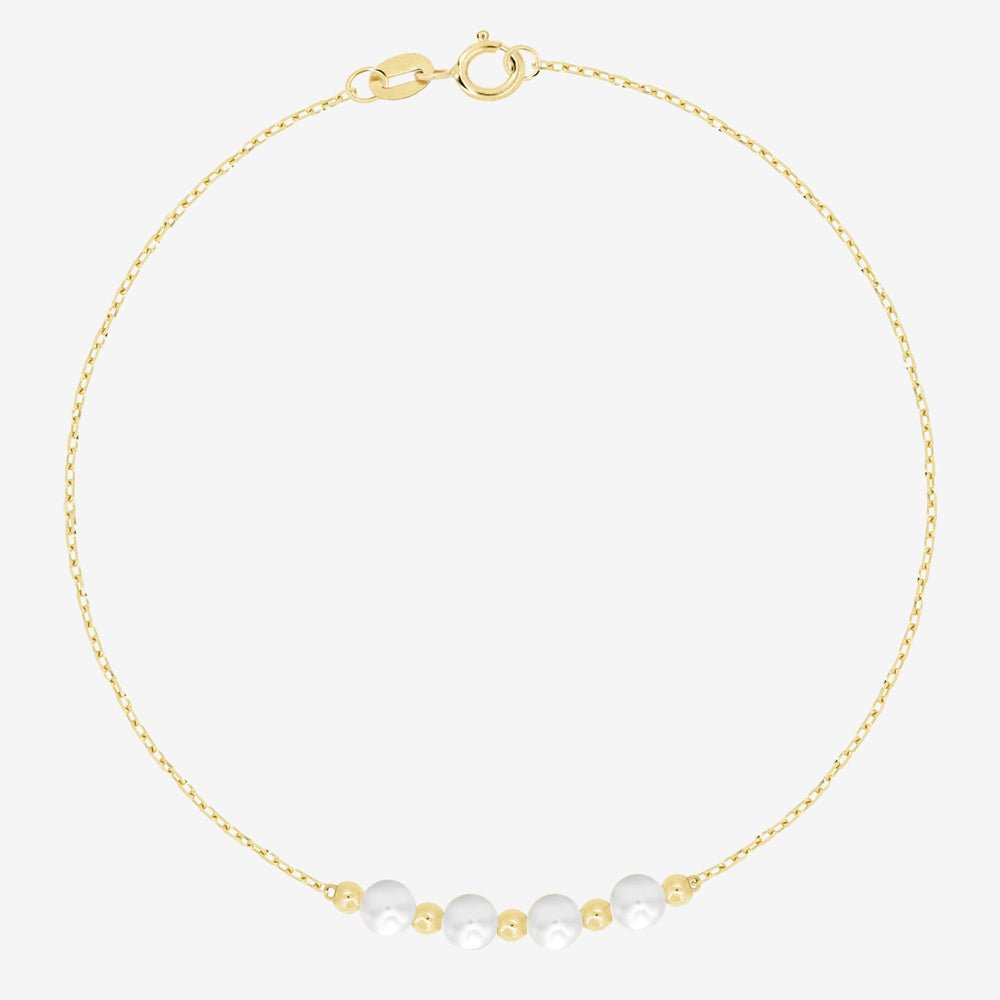 Pearl and Gold Beads Bracelet - 18k Gold - Ly