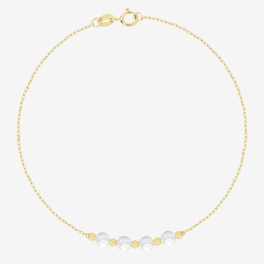 Pearl and Gold Beads Bracelet - 18k Gold - Ly