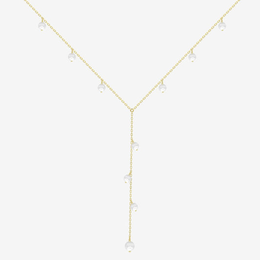 Pearl Lariat Necklace - 18k Gold - Ly