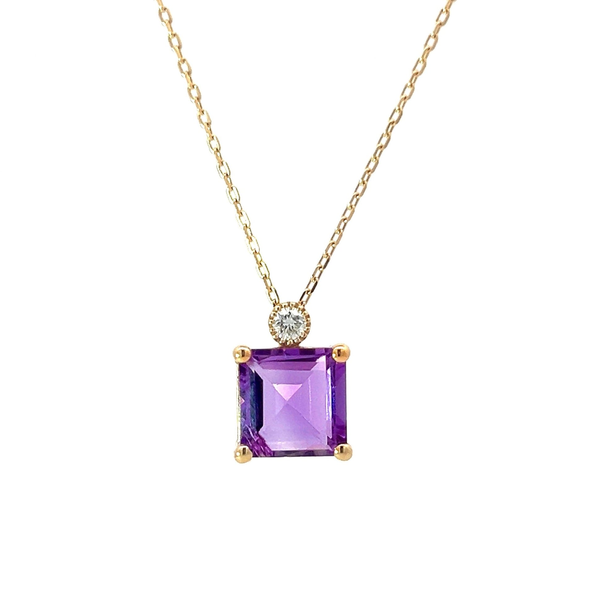 Princesa Necklace in Diamond and Amethyst - 18k Gold - Lynor