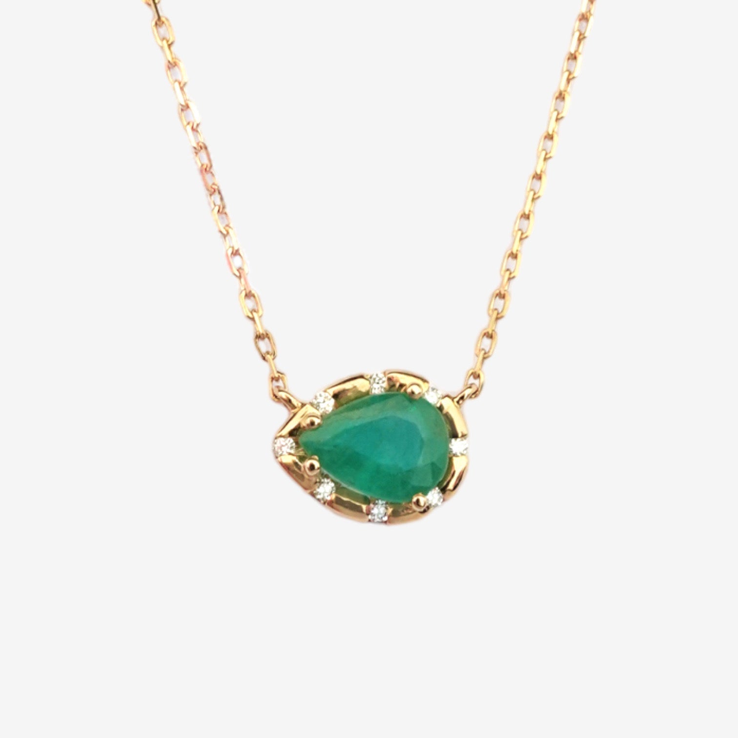 Ralda Necklace in Diamond and Emerald - 18k Gold - Lynor