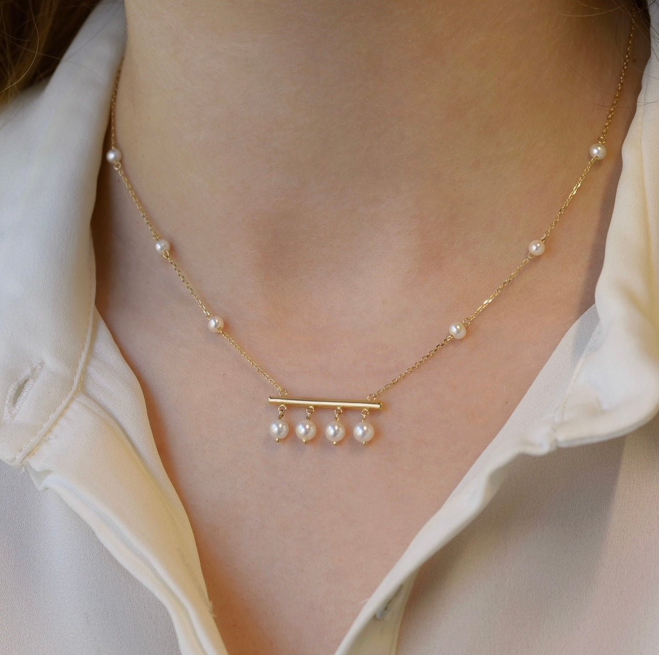 Reeva Necklace in Freshwater Pearl - 18k Gold - Lynor