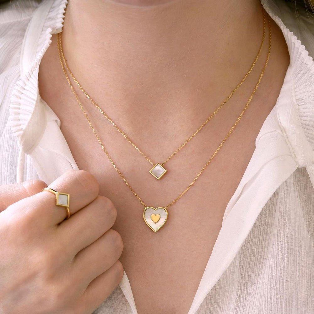 Rhombus Necklace in Mother of Pearl - 18k Gold - Ly